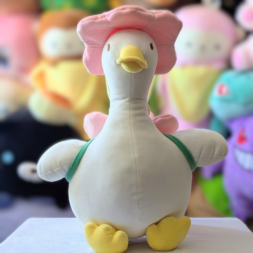 Round 1 Exclusive 15.74" Duck with Pink Flower Hat Plush